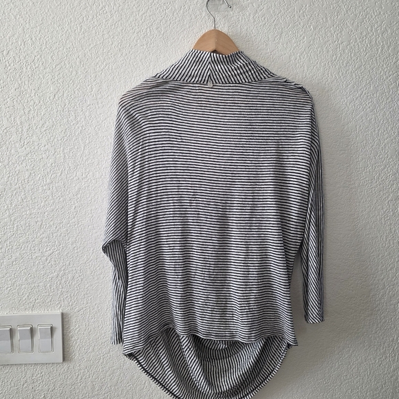 Alice + Olivia AIR Striped Linen Blend V-neck Draped Long Sleeve Top L - Picture 11 of 11